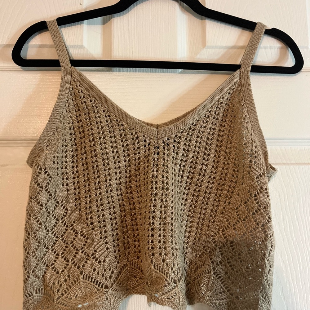 Tan Crochet Women's Top